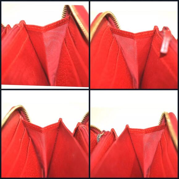 GUCCI Logo Print Long Wallet Purse Canvas Leather Red - Picture 7 of 16